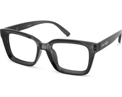Leesbril Vista Bonita YUGO – Sterkte +2.00 - Kleur Midnight Blue – Met blauwlichtfilter - Stevig rechthoekig model – Ideaal voor achter beeldscherm en mobiel – Met flexveren – Inclusief briletui en doekje