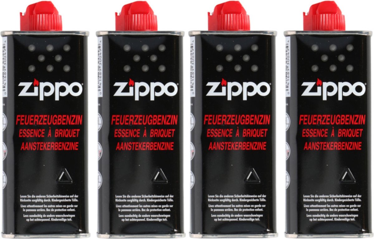 Goedkoopste Zippo Aanstekerbenzine - Schone Verbranding - 4 x 125 ml - Kindveilige Sluiting
