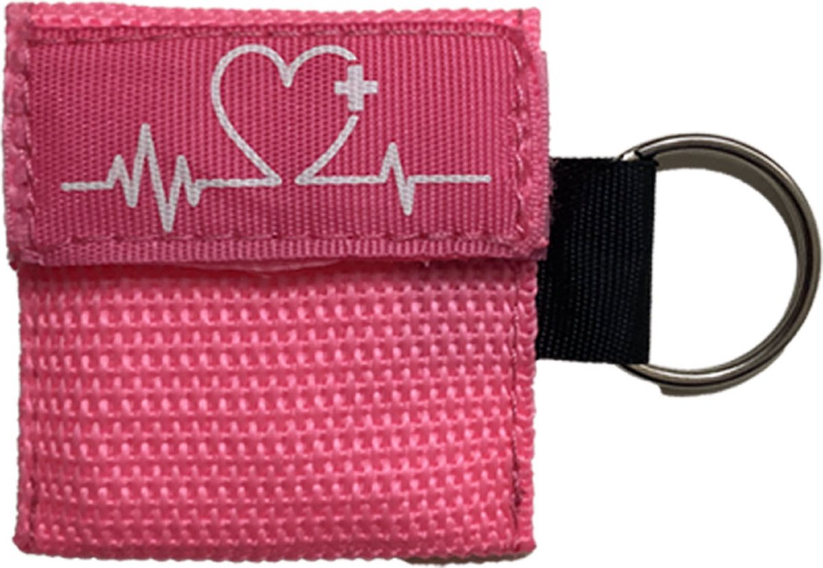 Goedkoopste Kiss of Life sleutelhanger met ring | Veilig reanimeren met reanimatiemasker | CPR masker | Roze | 1 stuk