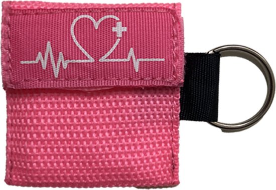 Kiss of Life sleutelhanger met ring | Veilig reanimeren met reanimatiemasker | CPR masker | Roze | 1 stuk