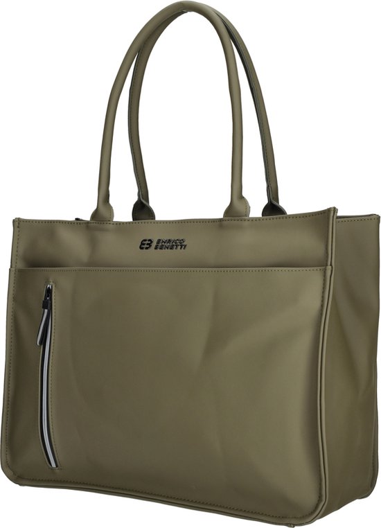 Enrico Benetti Sac ordinateur / Sac de travail - Femme - 17 pouces - Simili cuir - Montagnes - Olive