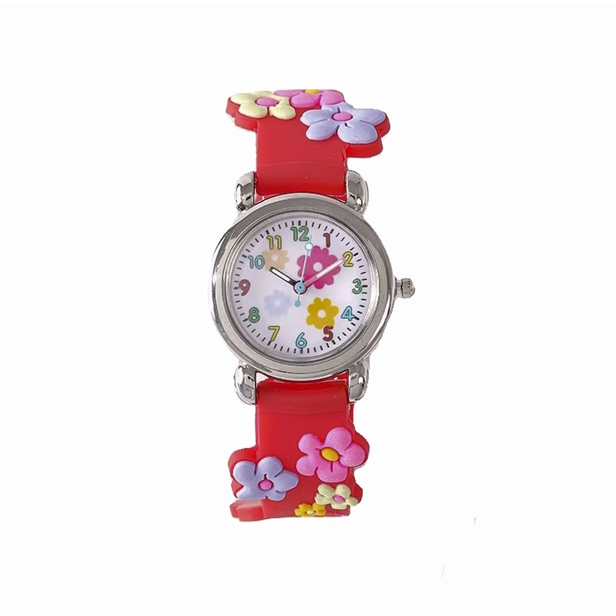 Kinderhorloge 3D Bloem - Rood | Kunststof-Plastic | Ø 28 mm | Fashion Favorite