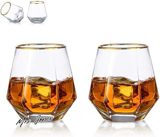 Diamant Whiskey Tumbler Set - Luxe Gekanteld Glaswerk - Voor Een Verfijnde Drinkervaring