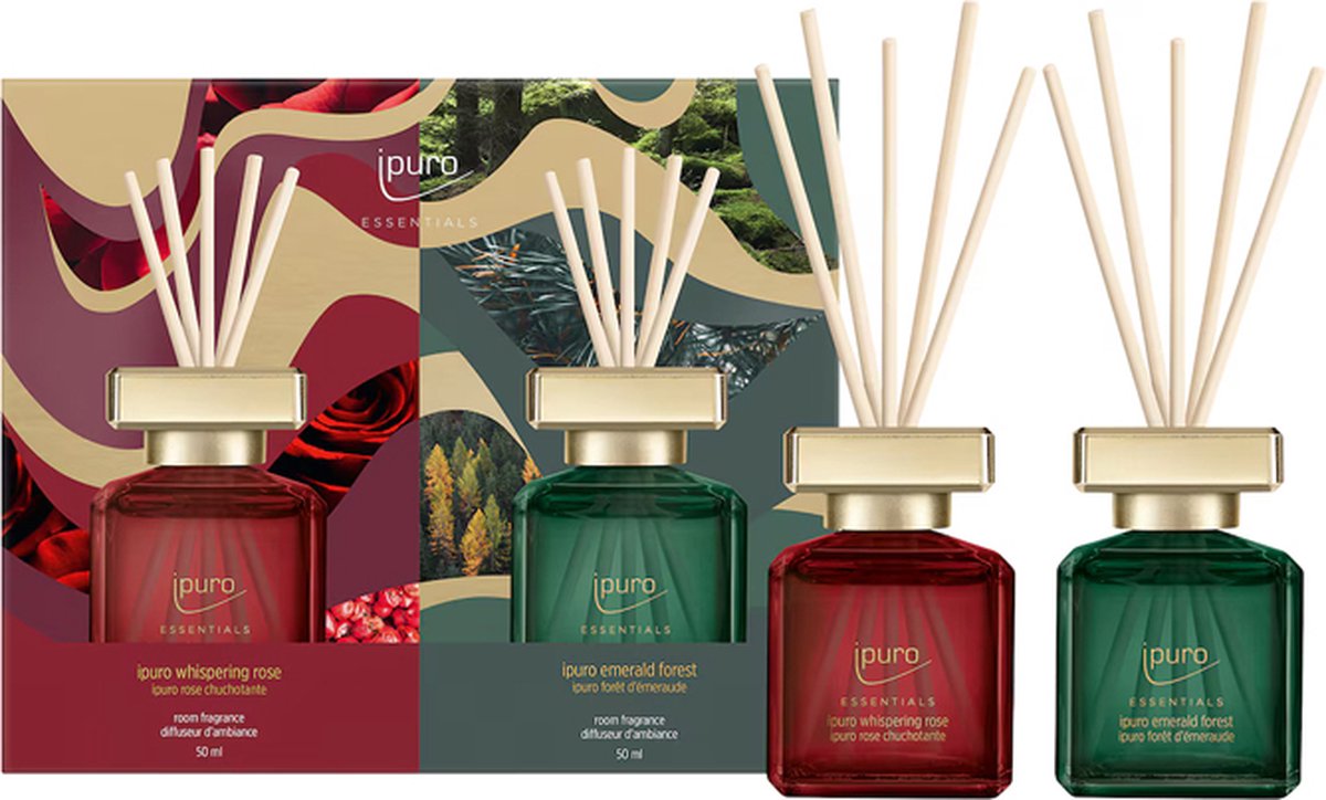 Ipuro Geurstokjes Whispering Rose & Emerald Forest 2 x 50 ml