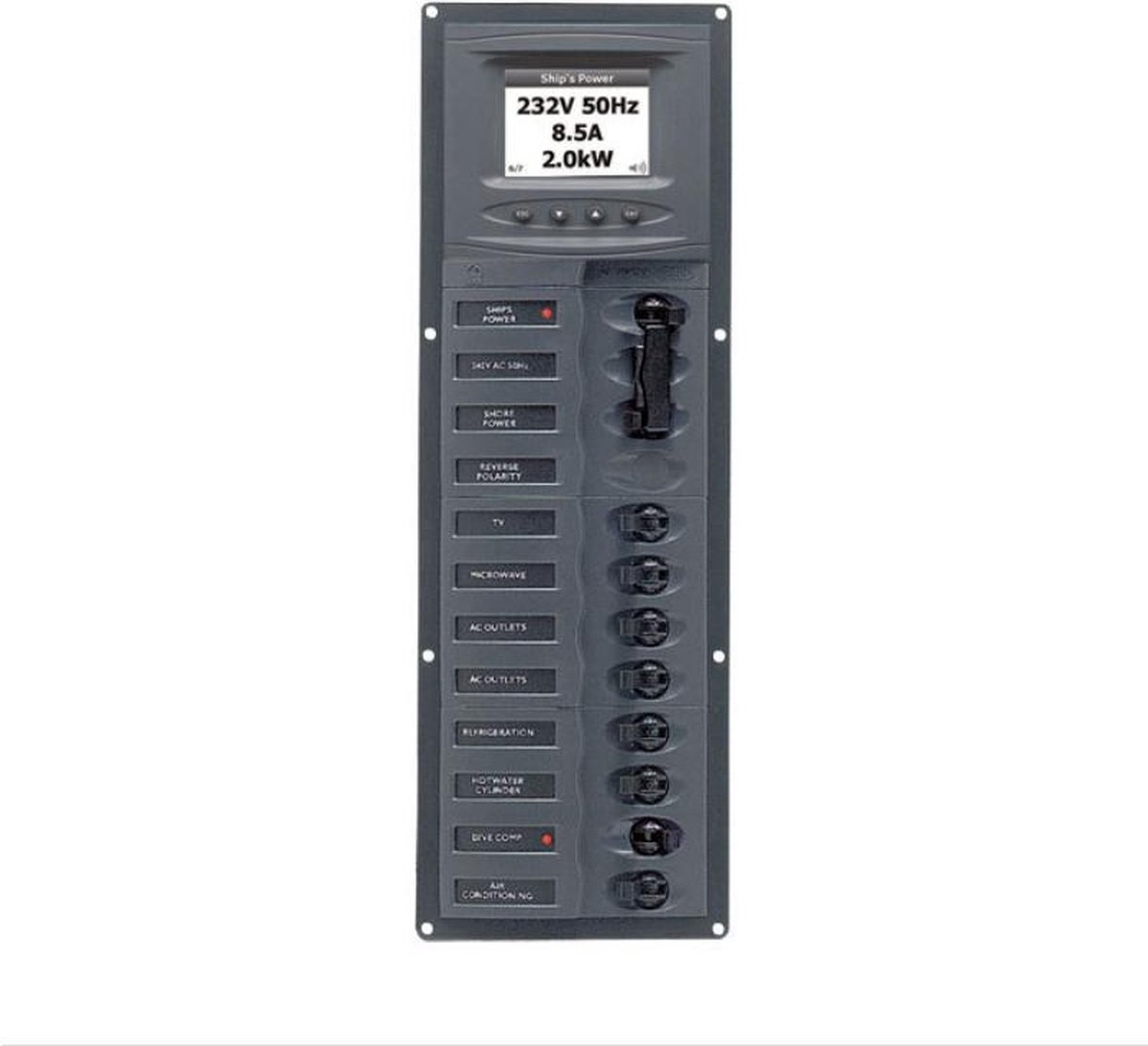 BEP Marine digitaal AC Main Circuit Breaker Paneel 230V | 900-AC2V-ACSM