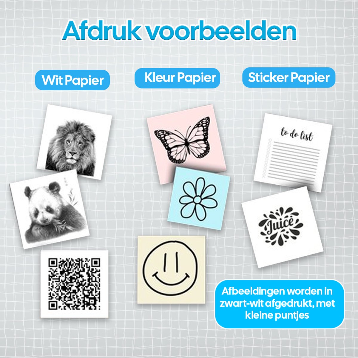 Gatson Mini Printer - 300DPI - Inclusief 14 Rollen Papier (Sticker, Normaal & Kleur) + 5 pennen - Mini Printer voor Mobiel - Pocket Printer - Mobiele Fotoprinter - Schoolspullen - Journaling Producten — afbeelding 5