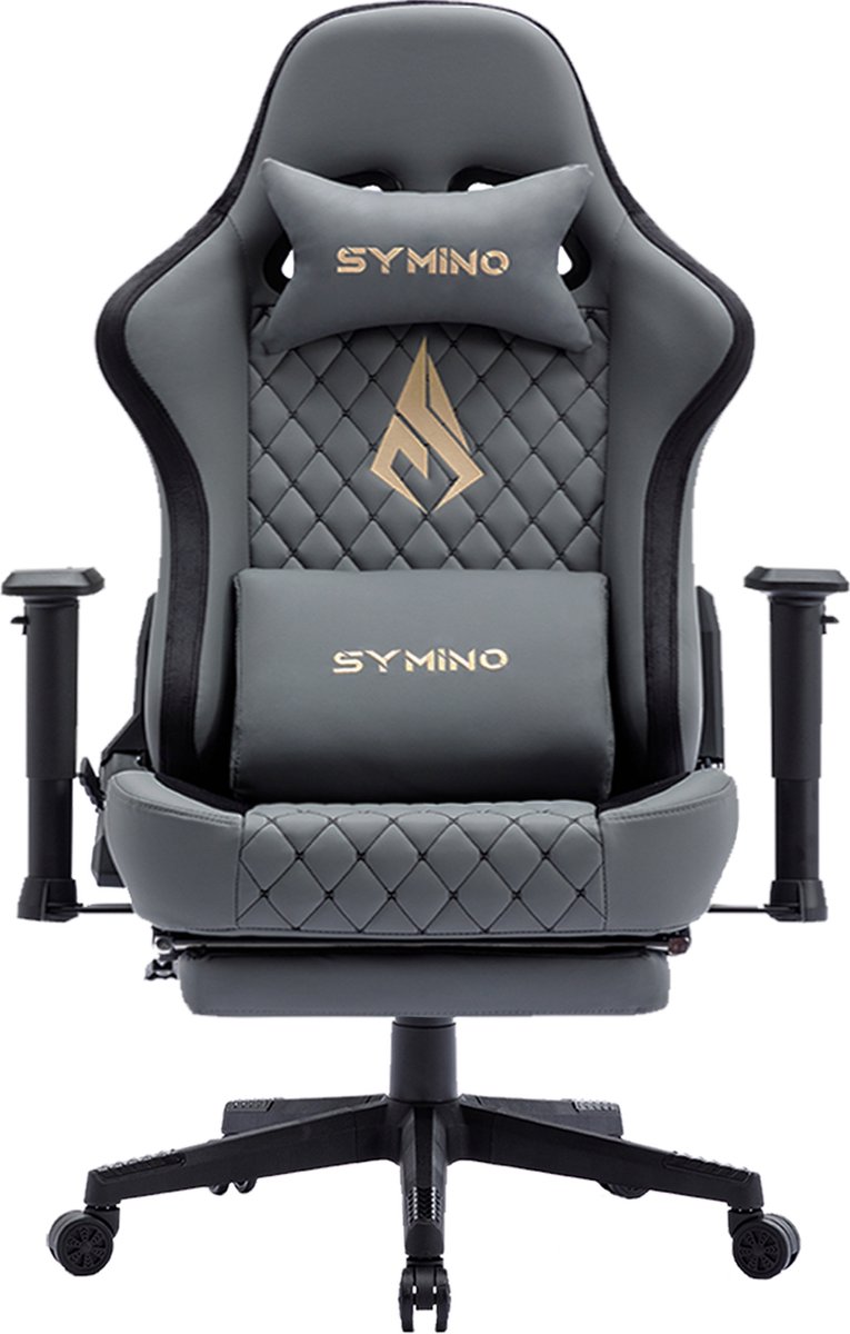 Symino Gaming Stoel PG01 Ergonomisch Grijs met Voetsteun