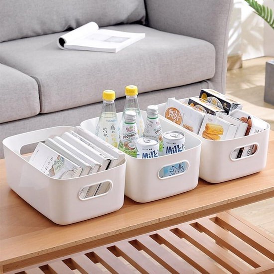 NCRGB 7 Plastic Groot Opbergmanden voor Kantoor,Kunststof Opbergmand met Handgrepen,Multifunctionele Opbergdozen Opgeruimde Organizer voor Badkamer, Keuken,Kantoor,Kast,Speelgoed (Veelkleurig
