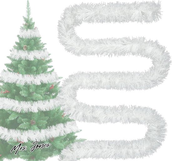 Foto: Mrs jones klatergoud kerstboom wit 4x 3m slinger kerstklatergoud 9 cm glanzende kerstslingers fir slinger kerstboomversiering wit kerstversiering kerstboomversiering slinger 