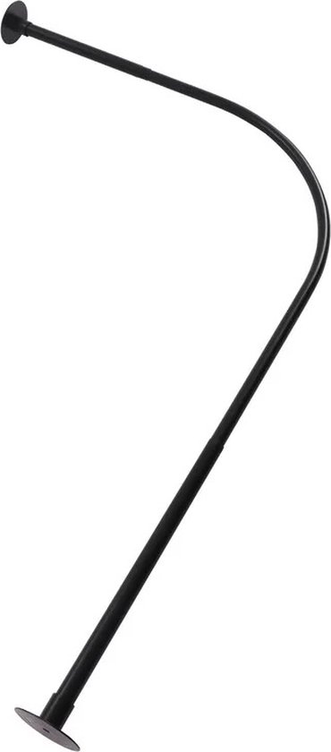 Buylin Tringle à rideau de douche Forme L - Tringle de douche - Tringle à rideau de douche - Tringle à rideau de douche sans perçage - Réglable - Capacité de charge 20 kg - Acier inoxydable - Zwart