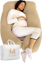 MeraLife® Zwangerschapskussen (U-Vorm) XXL - Zwangerschapskussens - Zijslaapkussen - Voedingskussen - 140x80cm - Beige