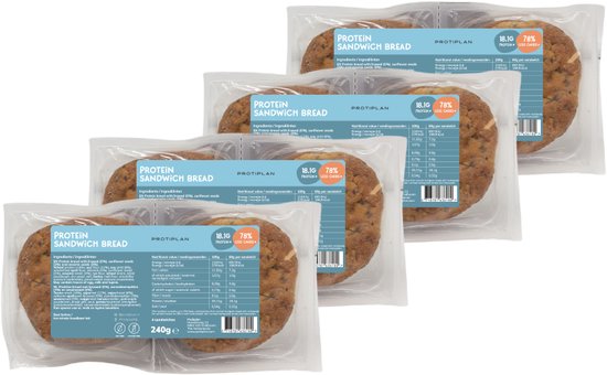 Protiplan - Sandwich Broodjes - 4 stuks - 4 x 4 x 60 g - Koolhydraatarm brood