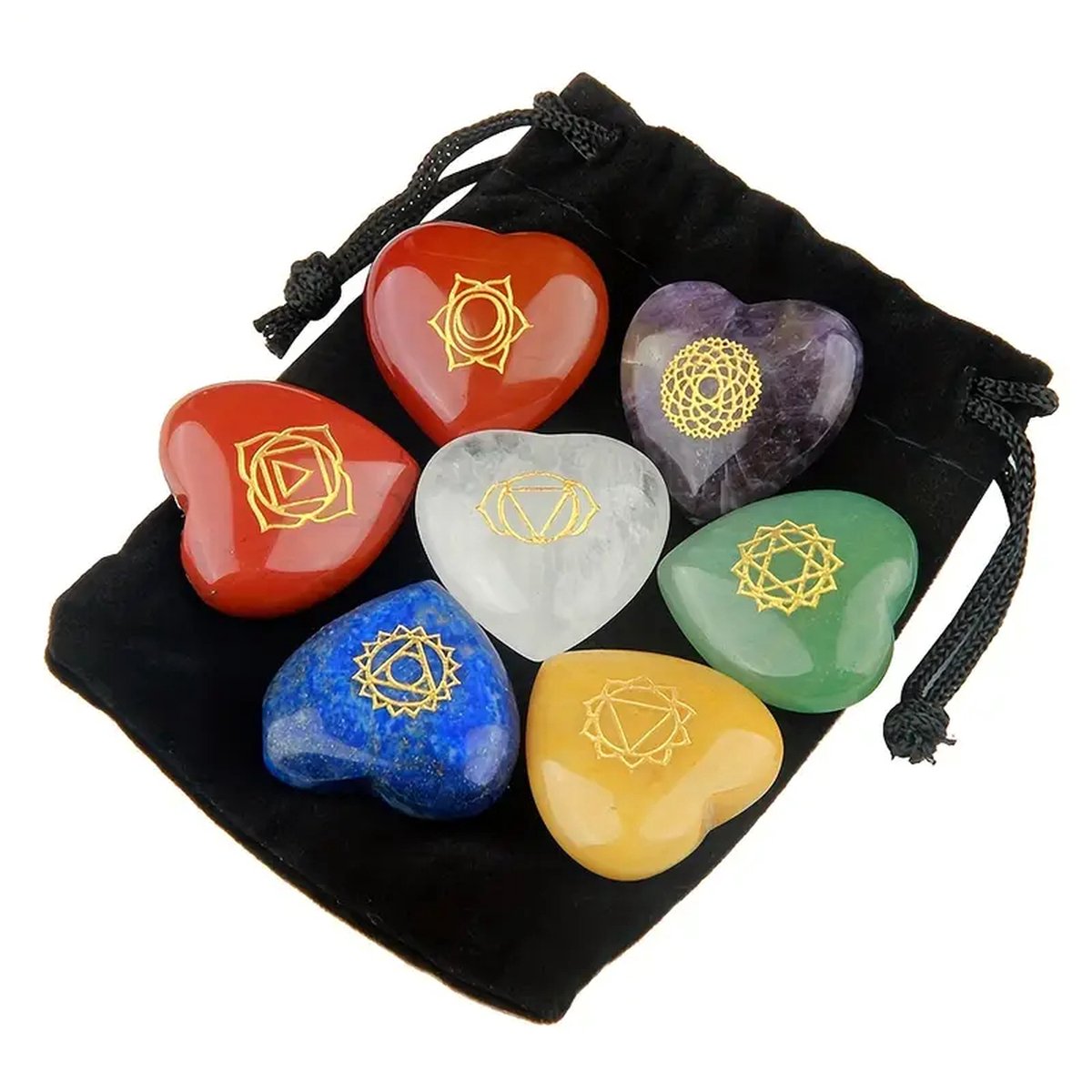 7 Chakra Edelstenen set Hartvormig 2,5 cm