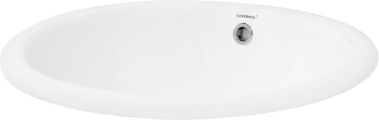 ML- Lavabo Design en céramique blanc brillant 49x19,5x40,5cm ovale à encastrer avec trop-plein et trou d'évacuation, lavabo à poser sur plan de salle de bain, lavabo à encastrer, lavabo à main