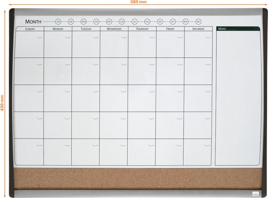 Nobo Maandplanner - 58,5 x 43,0 cm - Inclusief Magneet, Marker En Wisser