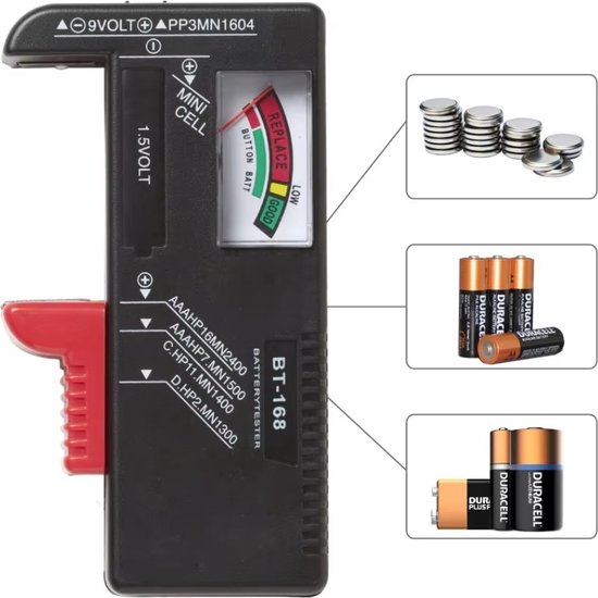 Actie4you® - Batterijtester met Accu Indicator - Batterijtester - Batterijtester voor alle Batterijen - Batterijtester Analoog