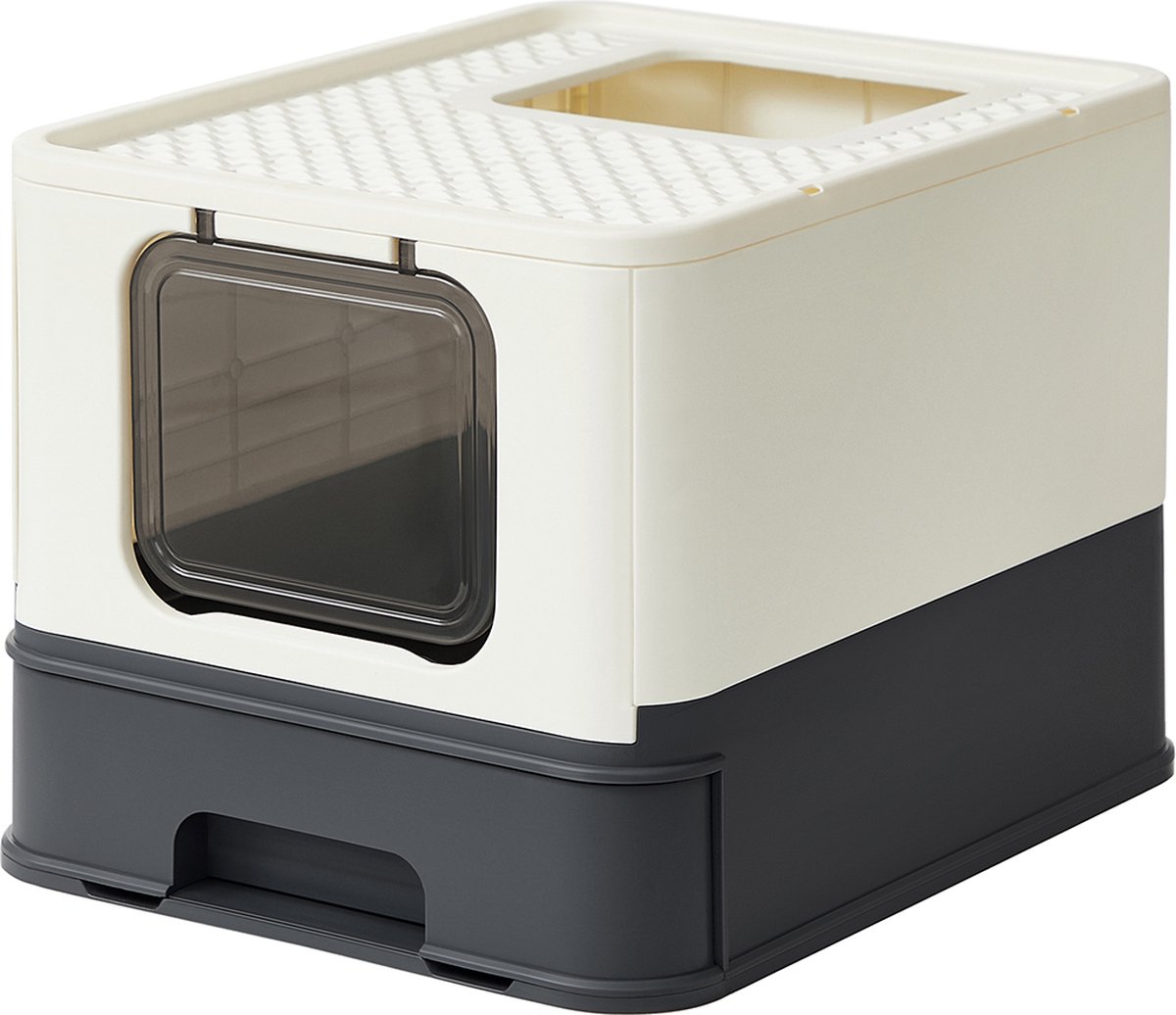 PPT001B01 - Kattenbak - Katten - Beige- Zwart - 54,3 x 42,5 x 37,8