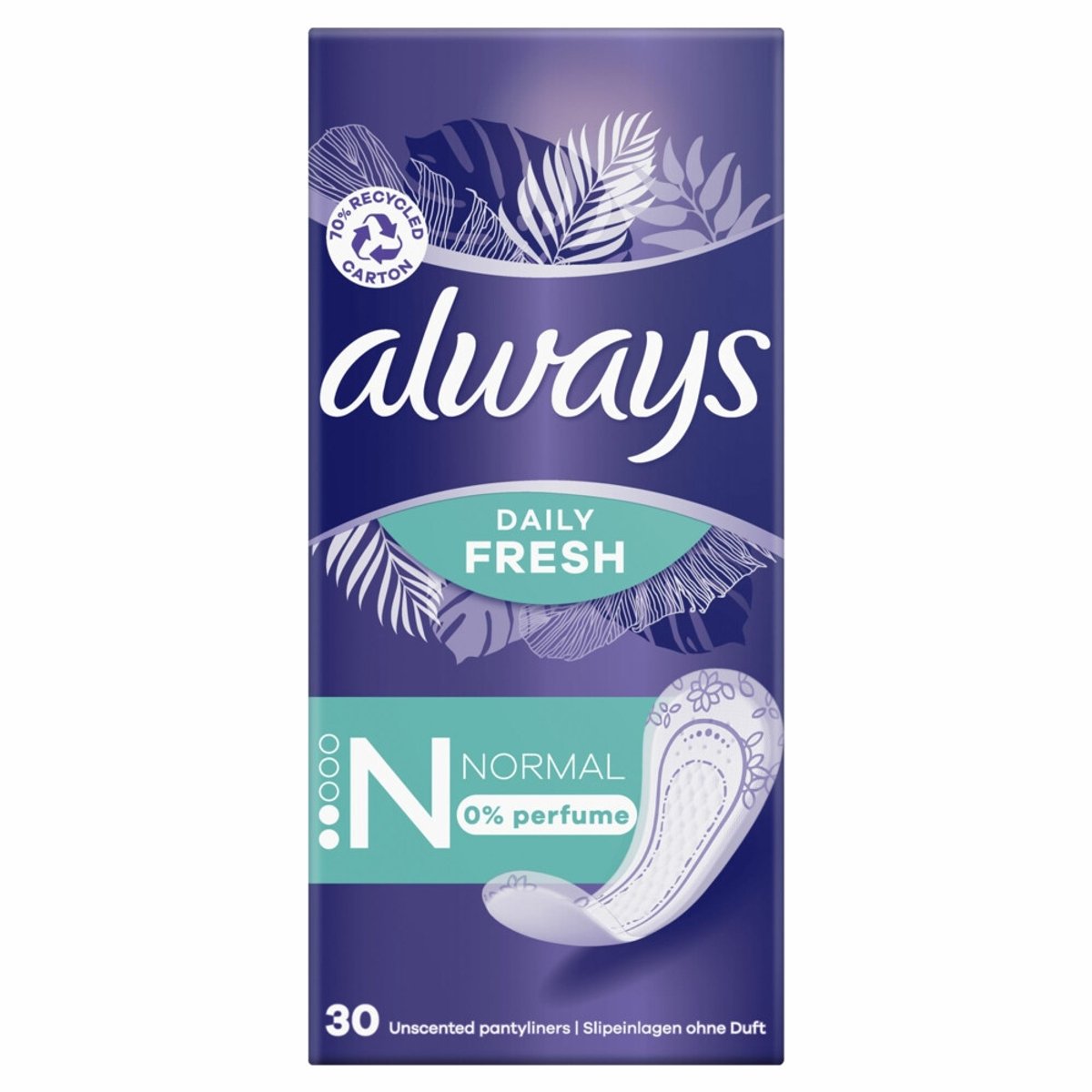 Goedkoopste Always Daily Fresh - Inlegkruisjes - Normaal - Ongeparfumeerd - 30 Inlegkruisjes