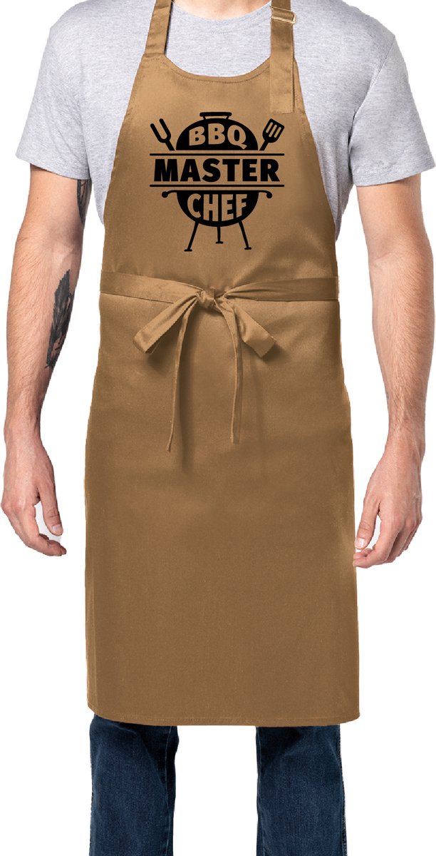 Zomertip! - BBQ Master Chef Keukenschort | Horecakwaliteit | Unisex | Verstelbaar & Wasbaar | Perfect Cadeau voor BBQ | Verjaardag | Jubileum of Bedankje | Kaki