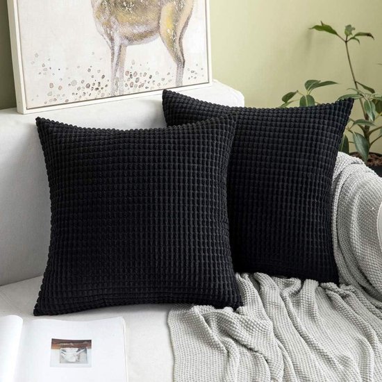 Effen decoratieve vierkante corduroy kussensloop met grote maïskorrels