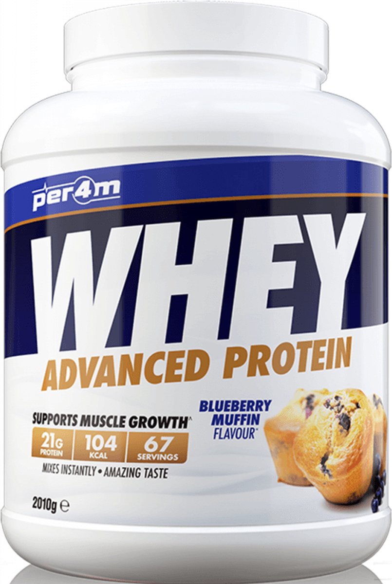 Goedkoopste Per4m Whey Advanced Protein (2010g) Blueberry Muffin - Eiwitten - Eiwit Mix