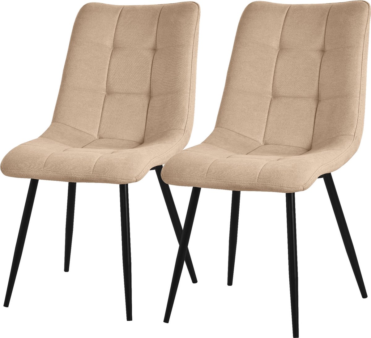 ml-design eetkamerstoelen set van 2 in lichtbruin zitmeubels voor de woonkamer met textiele bekleding en zwarte metalen poten stoelen met rugsteun gestoffeerde stoelen voor kantoor fauteuils