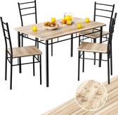 Casaria Eetkamerset Leo - 1x Eettafel 4x Stoel - Lichte Eik