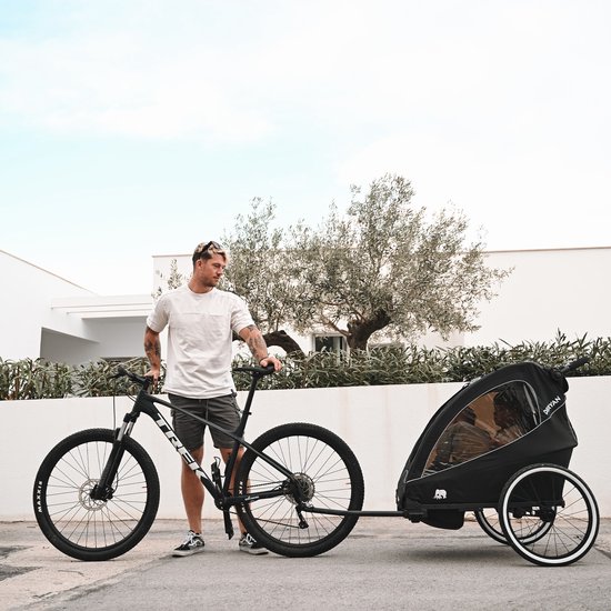 Deryan Luxe Fietskar - fietskar en wandelwagen en hardloopkinderwagen - Zwart van Deryan — afbeelding 3