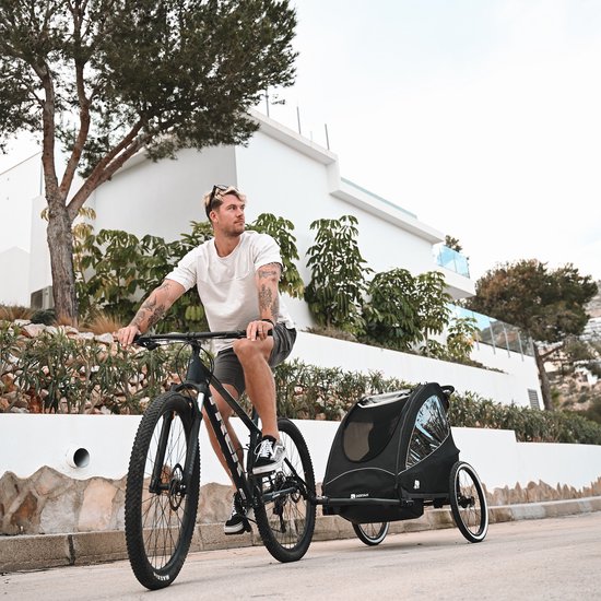 Deryan Luxe Fietskar - fietskar en wandelwagen en hardloopkinderwagen - Zwart van Deryan — afbeelding 4