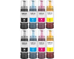 InktDL Huismerk geschikt voor Epson 664 / T664 Inktflessen (8X) - geschikt voor EcoTank ET-2500 - ET-2550 - ET-2600 - ET-2650 - ET-4500