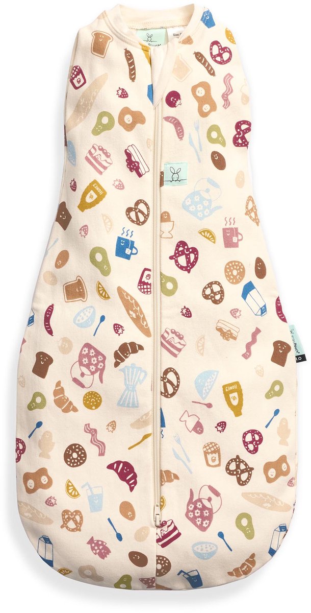 Ergopouch Cocoon inbaker slaapzak - 1,0 Tog - 2-in-1 Slaapzak - Combi Slaapzak Baby + Inbakerslaapzak - Slaapzakken - Slaapzak 80 cm - Bon Appetit