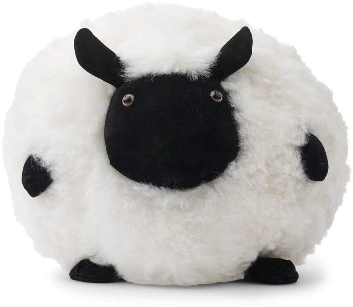 Sheepskin House Schattig Schapen Kussen - D34 cm Black/White