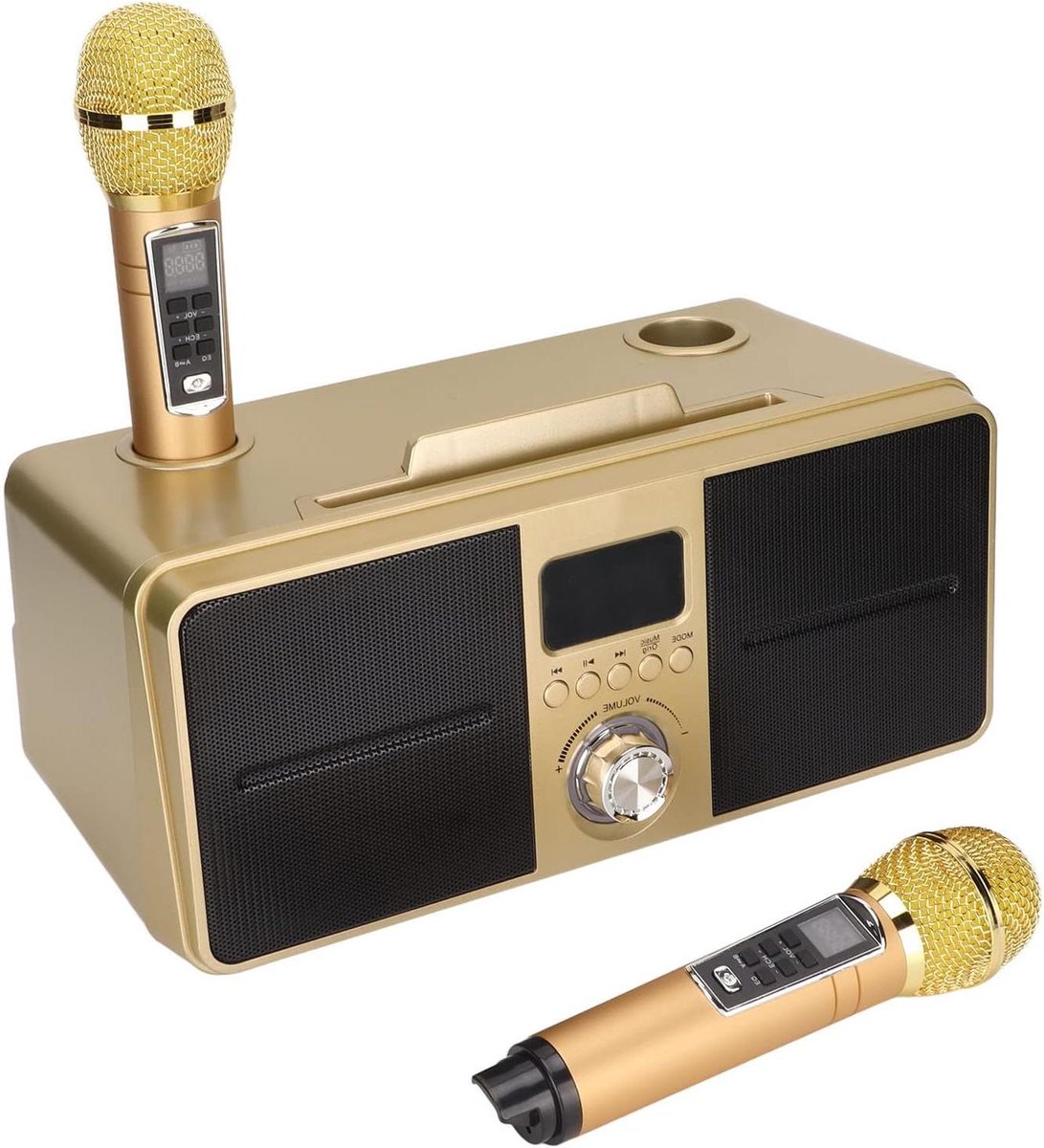 Karaoke-Apparaat Draagbaar Luidsprekersysteem Met 2 Draadloze Microfoons en Bluetooth-Luidspreker Voor Thuisfeesten - SD‑309 - Vergaderingen Bruiloften Picknicks Buiten Binnen .