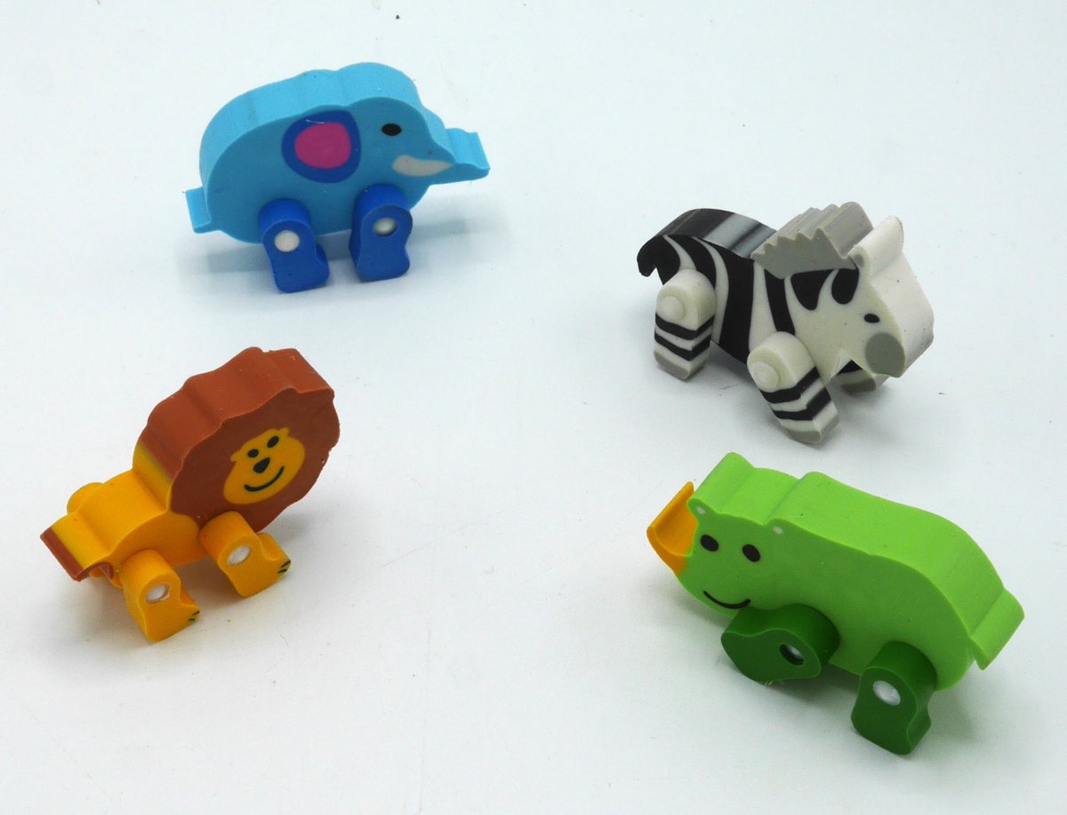 8 auto en dieren gummen beweegbaar.