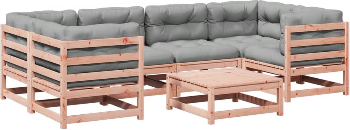 The Living Store 7-delige Loungeset met kussens massief douglas vurenhout - Loungeset - Tuinset - Buitendecoratie - Houten Bank - Loungehoek