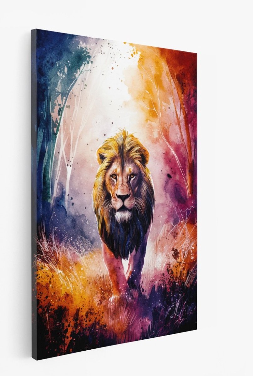 Saammp Canvas Schilderij - Abstracte Leeuw - Afrika - Dieren - 40x60 - Foto op canvas - Wanddecoratie - Muurdecoratie Woonkamer - Slaapkamer decoratie - Canvas Print Multicolor