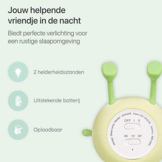 BimbelBoo - Oplaadbaar Nachtlampje - Dimbaar - Nachtlampjes - Tafellamp Slaapkamer - Leeslamp - Leeslampje - Bedlamp - Baby - Babykamer - Nachtlamp van BimbelBoo — afbeelding 3