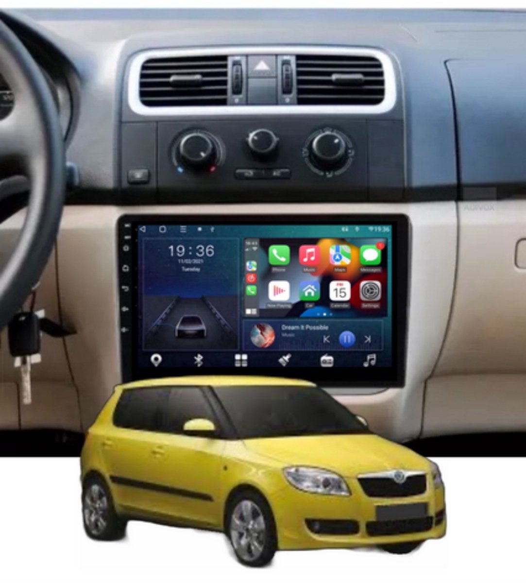 ADIVOX 10.1 Inch geschikt voor Skoda Fabia 2007-2015 Android 14 4GB/64GB 8CORE CarPlay/Auto/Wifi/GPS/RDS/DSP/5G/QLED