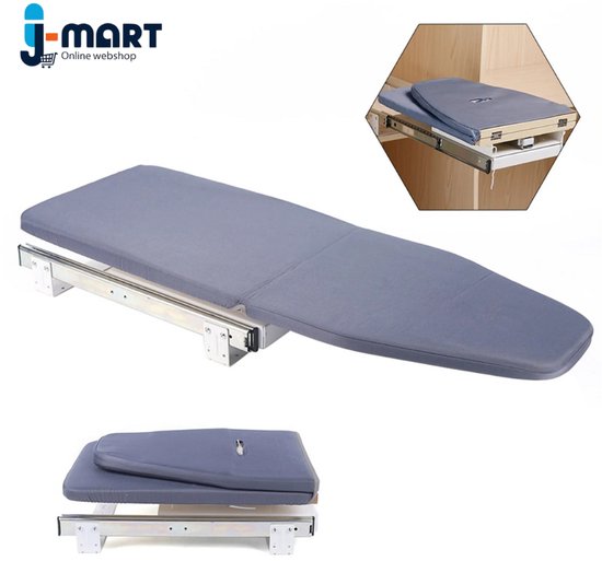mosegor Uitschuifbare strijkplank, 950 x 190 mm, beige, katoen en metaal, ruimtebesparend, 180° draaibaar