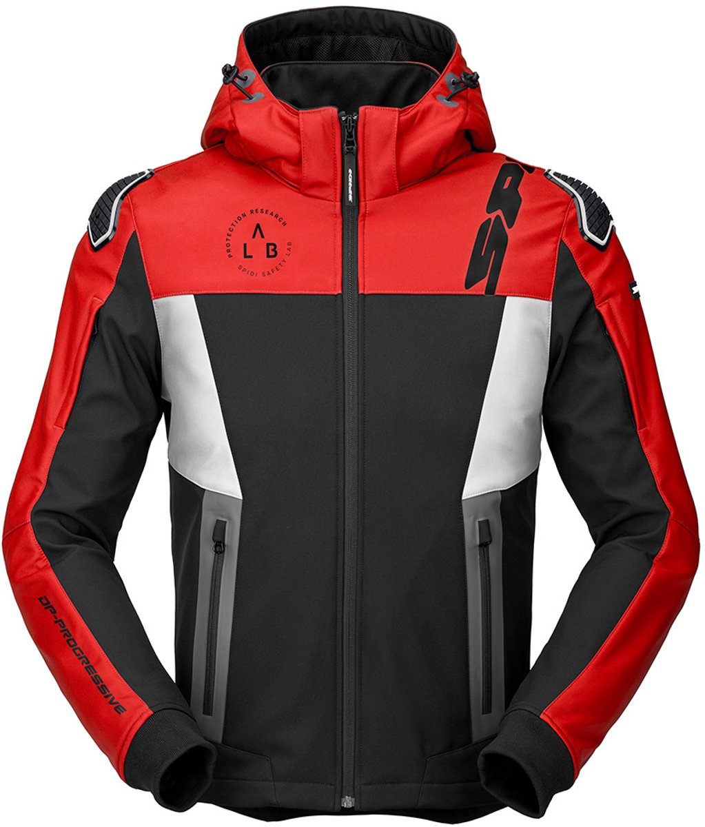 Spidi Hoodie Warrior Zwart Rood Wit - Jas