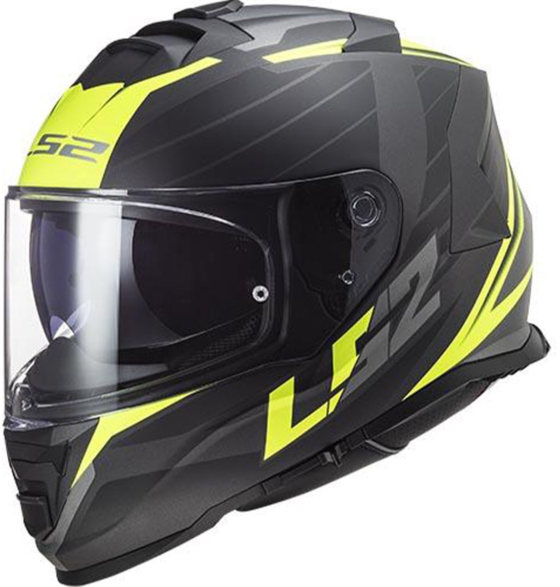 LS2 FF800 STORM II NERVE M.BLACK H-V YELLOW-06 3XL - Maat 3XL - Helm