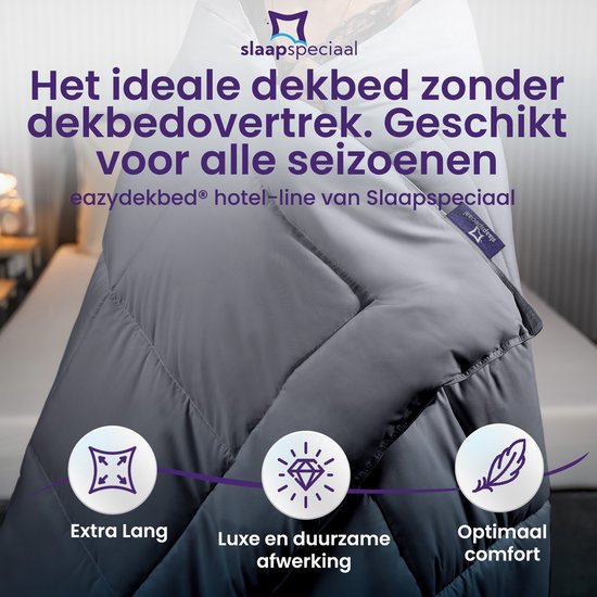 Slaapspeciaal eazydekbed 240x220 cm - Grijs - Dekbed Zonder Overtrek, Extra Lang, Luxe Gelvezels, Anti-Allergisch & Perfect Voor Elk Seizoen van Slaapspeciaal — afbeelding 2
