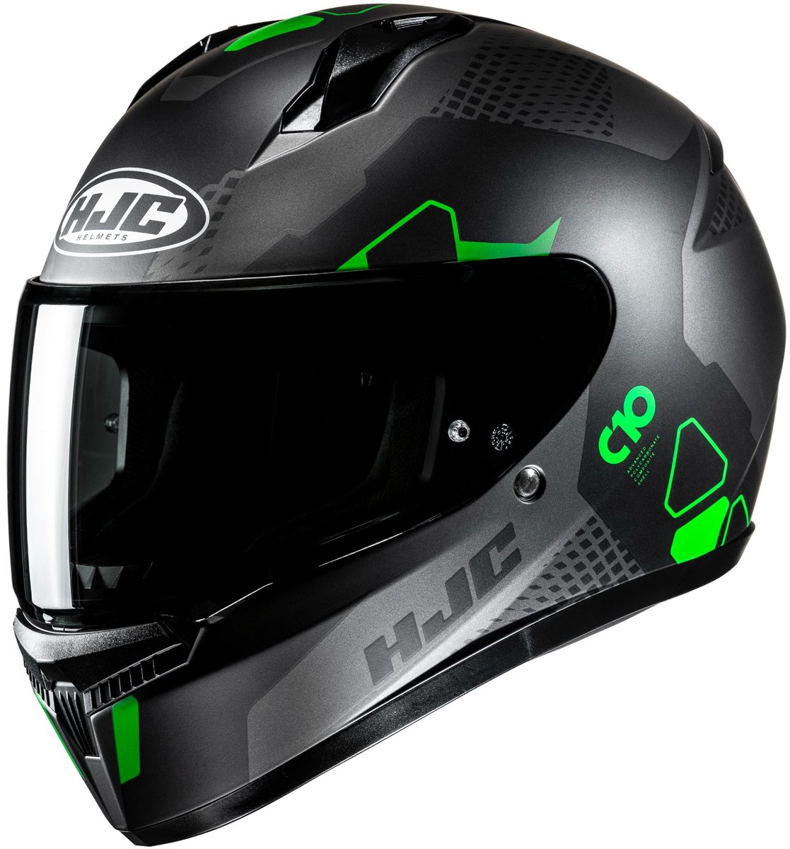 HJC C10 Aspa Zwart Grijs Groen Integraalhelm - Maat XS - Helm