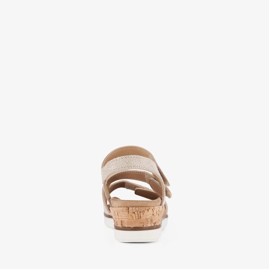 Sandales en cuir à talon compensé bas Hush Puppies - Beige - Semelle amovible - Pointure 37