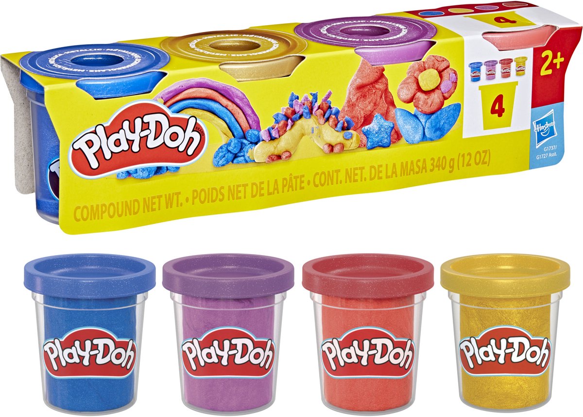 Play-Doh 4-pack Metallic glans boetseerklei — afbeelding 2