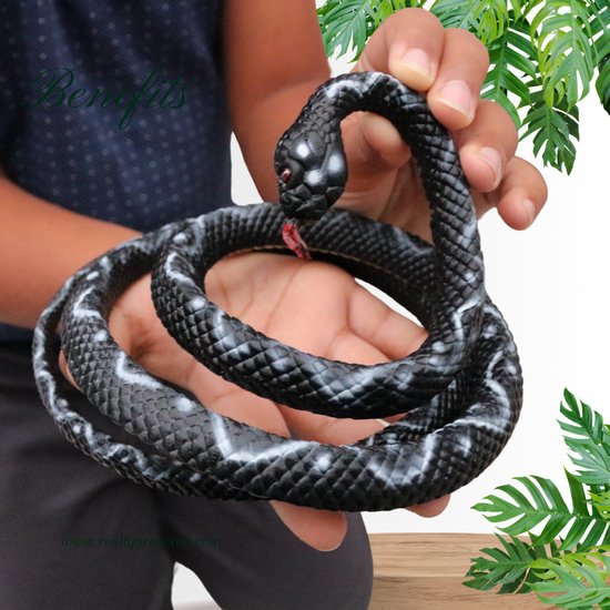 CIMAXIC Jouet Serpent en Caoutchouc Réaliste pour Jouer Couleur Noire Parfait pour les Farces et les Fêtes 7 Pouces,9.06X2.17X0.31 Pouces