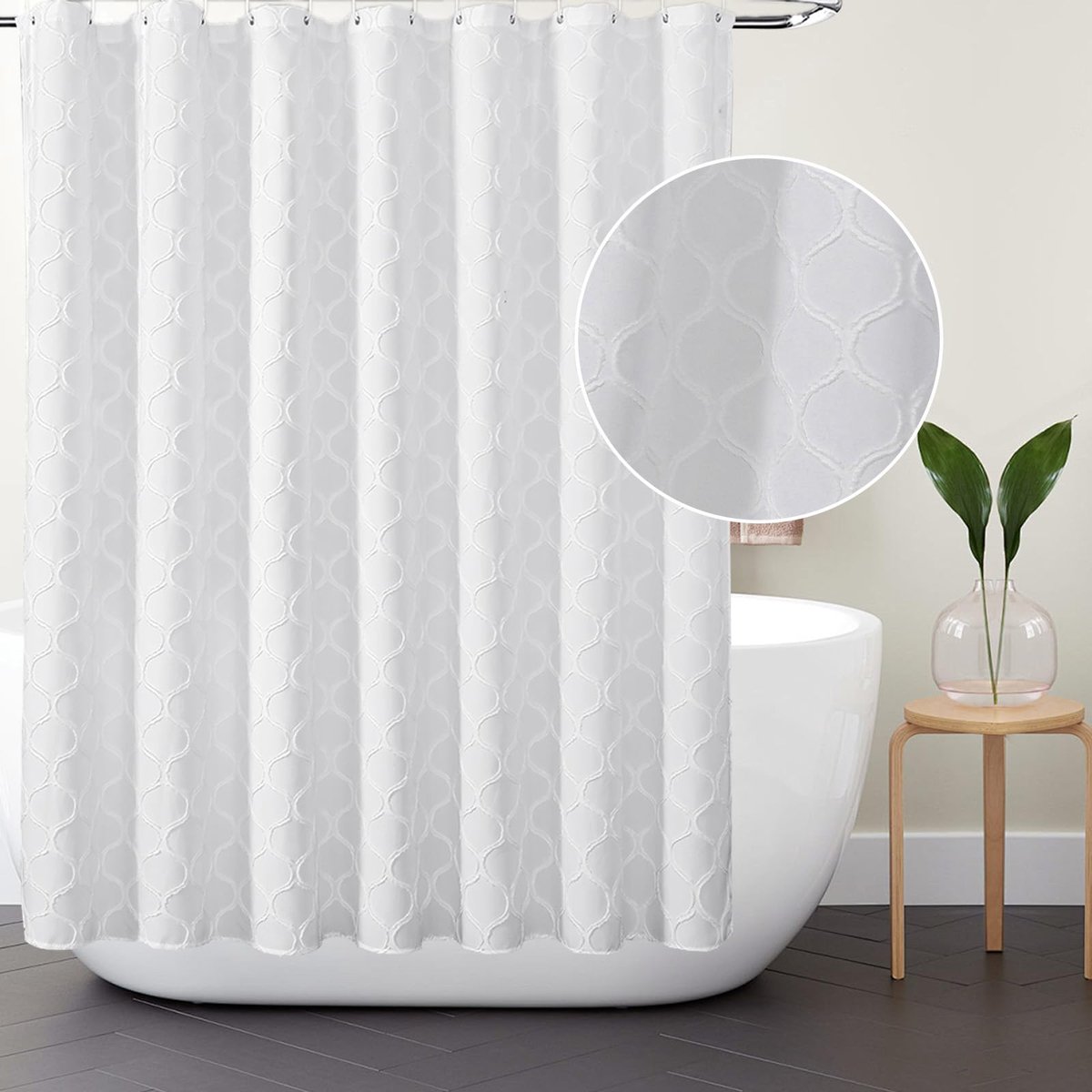 My Ninki ® Douchescherm in Boho Stijl met Rustgevend Bloemenmotief en 12 Ophanghaken voor Badkamer 180x180 cm
