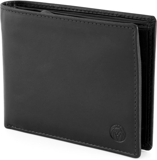 Portefeuille en cuir noir zip intérieur Jasper