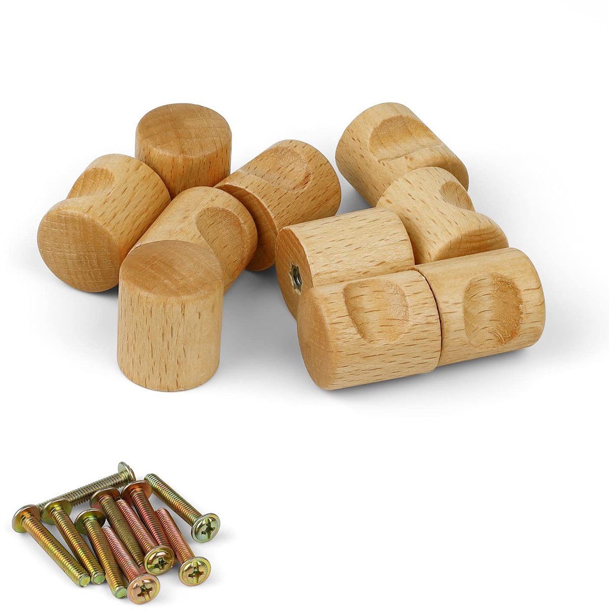 My Ninki ® Set van 10 Houten Knoppen voor Meubels, Inclusief Schroeven en Eenvoudige Installatie