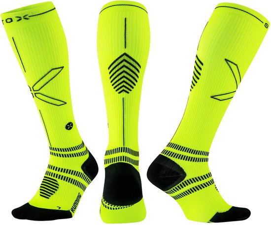 STOX Energy Socks Hardloopsokken Dames - Compressiekousen - Compressie Sokken Hardlopen - Sportsokken Geel - Maat M: 38-40 - 1 Paar